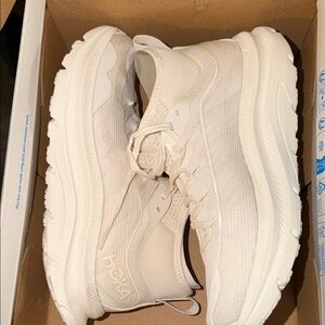 Hoka Cream Knit Running Sneakers